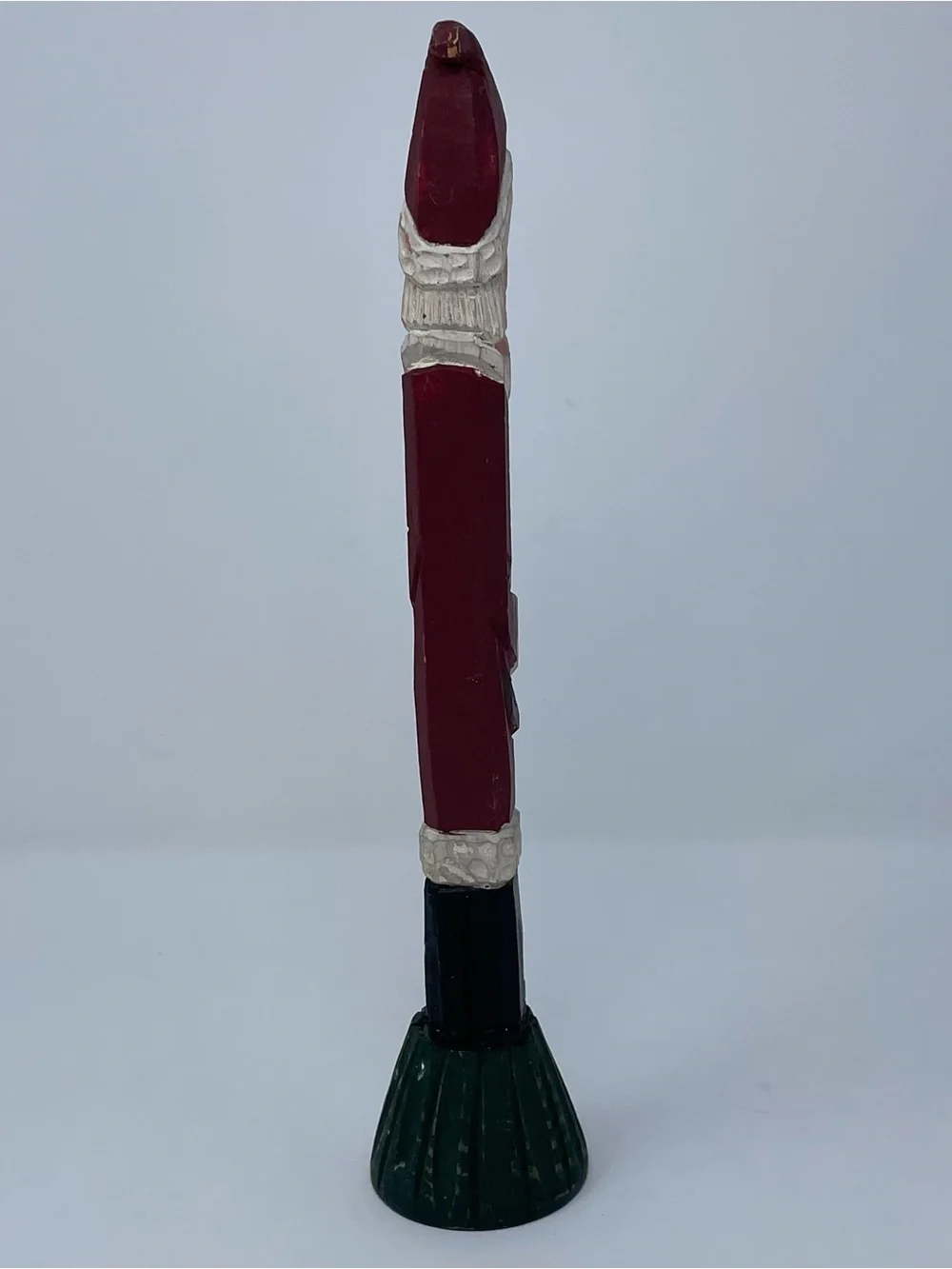 Vintage Hand Carved Wood Pencil Skinny Santa Claus Christmas Folk Art 11.5